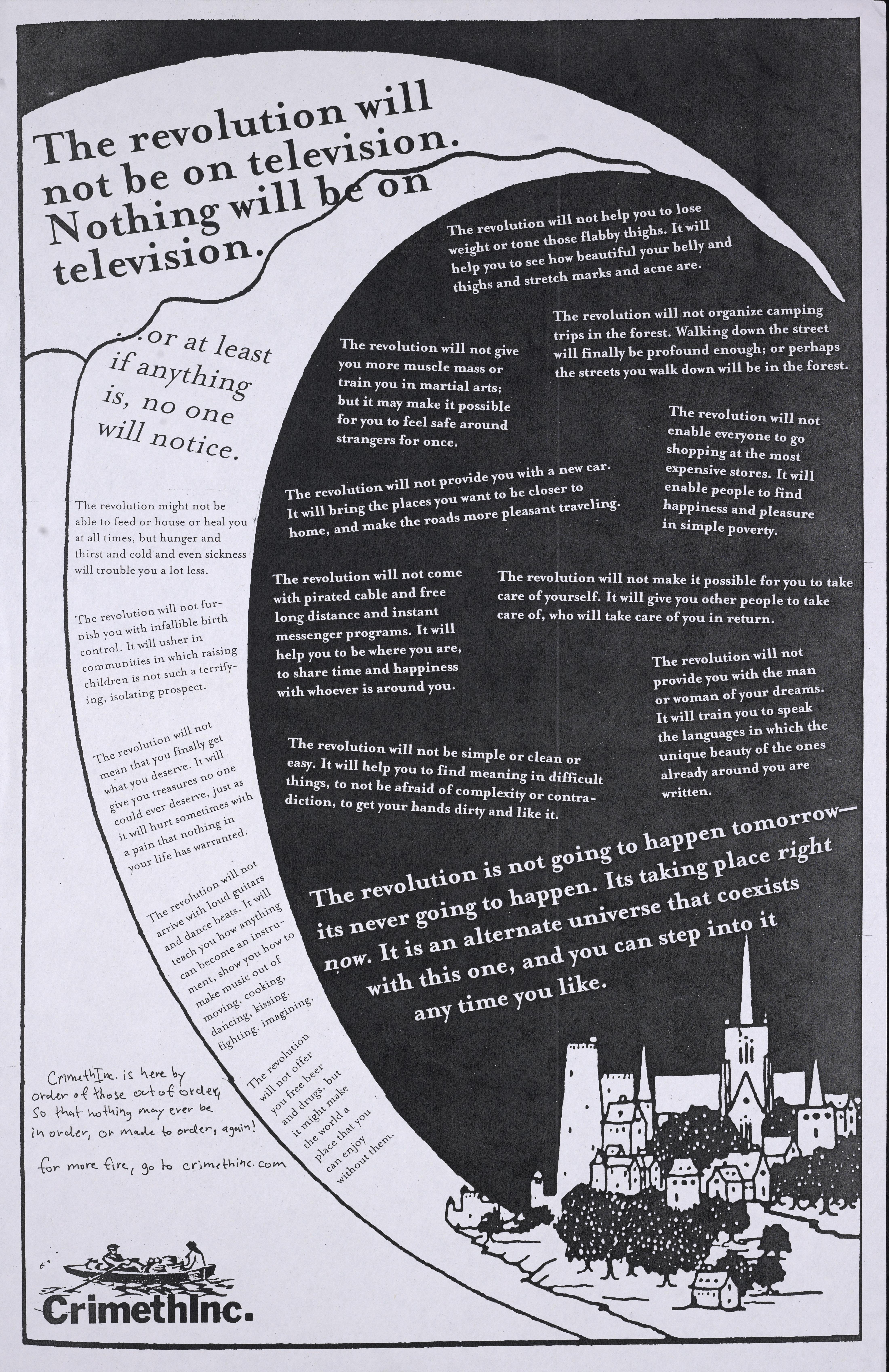 Photo of ‘The Revolution Will Not Be on Television’ front side